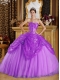 2014 Purple Handle Flowers Ball Gown Sweetheart Floor-length Cheap Quinceanera Dresses