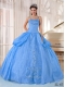 2014 Spaghetti Straps Blue Ball Gown Floor-length Taffeta and Organza Appliques Discount Quinceanera Dresses 2014 Spaghetti Straps Blue Ball Gown Floor-length Taffeta and Organza Appliques Discount Quinceanera Dresses