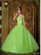 2014 Spring Green Ball Sleeveless Gown Strapless Floor-length Cheap Quinceanera Dresses