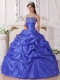 2014 Sweetheart Taffeta Beading Blue Ball Gown Floor-length Beautiful Quinceanera Dress In Spring And Winter