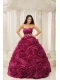 A-line Red Sweetheart Beaded Wasit Lace-up Hand Made Flower Organza Quinceanera Dress