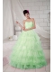 Apple Green Ball Gown Sweetheart Pretty Quinceanera Dresses with Organza Beading
