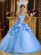 Aqua Blue Ball Gown 15th Birthday Dresses Taffeta and Tulle Beading