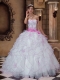 Ball Gown 2014 Spring Quinceanera Dresses Embroidery Strapless White Lace-up