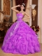 Ball Gown Beadings Appliques and Ruffles Organza Best Quinceanera Dresses Fuchsia