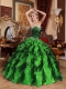 Ball Gown Green and Black Sweetheart Pretty Quinceanera Dresses with Beading and Ruffles
