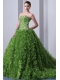 Beautiful Olive Green A-Line Sweetheart Brush Train Organza Cheap Quinceanera Dresses