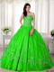 Beautiful Sweetheart Ball Gown Floor-length Organza Beading and Embroidery Discount Quinceanera Dresses