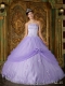 Best Quinceanera Dresses Lilac Ball Gown Appliques Hand Made Flower Tulle