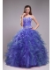 Blue Ball Gown Sweetheart Pretty Quinceanera Dresses with Orangza Appliques