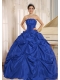 Blue Floor-Length Ball Gown Cheap Quinceanera Dresses With Pick-ups For Custom Made Taffeta  Blue Floor-Length Ball Gown Cheap Quinceanera Dresses With Pick-ups For Custom Made Taffeta