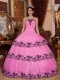 Brand New Pink Ball Gown Strapless Floor-length 2014 Spring Quinceanera Dresses