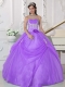 Cheap Lilac Ball Gown Sleeveless Strapless Floor-length 2014 Spring Quinceanera Dresses
