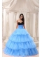 Classical Aqua Blue Taffeta and Organza Sweetheart Beaded and Layers Ball Gown Quinceanera Dress