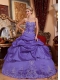 Classical Purple Ball Gown Sweetheart With Taffeta Embroidery And Beading Quinceanera Dresses