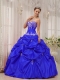 Classical Quinceanera Dresses In Blue Ball Gown Sweetheart With Taffeta Appliques