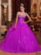 Classical Quinceanera Dresses In Fuchsia Ball Gown Sweetheart With Organza Appliques
