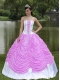 Custom Made Pretty Quinceanera Dresses With Strapless Ball Gown Rose Pink and Pick-ups