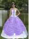 Custom Made Quinceanera Dress With Strapless Ball Gown Purple and Pick-ups