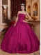 Discount Quinceanera Dress In Fuchsia Ball Gown Strapless With Taffeta Beading