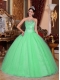 Discount Quinceanera Dress In Green Ball Gown Sweetheart With Beading and Ruching  Discount Quinceanera Dress In Green Ball Gown Sweetheart With Beading and Ruching