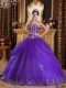 Discount Quinceanera Dress In Purple Ball Gown Sweetheart With Appliques Organza