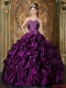 Eggplant Purple Ball Gown Sweetheart Floor-length Picks-up Taffeta Beautiful Quinceanera Dress