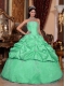 Elegant Apple Green Ball Gown Strapless With Taffeta and Organza Beading For Classical Quinceanera Dresses