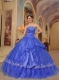 Elegant Blue Ball Gown Floor-length Bows Sequins 2014 Spring Quinceanera Dresses