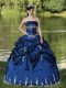 Elegant Custom Made Navy Blue Discount Quinceanera Dress For Party Wear With Satin Embroidery Decorate
