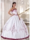 Elegant Embroidery Strapless Floor-length Discount Quinceanera Dresses in White and Wine Red Elegant Embroidery Strapless Floor-length Discount Quinceanera Dresses in White and Wine Red