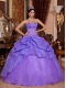Elegant Purple Ball Gown Strapless Lace-up Organza Beading Cheap Quinceanera Dresses