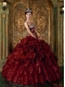 Elegant Wine Red Ball Gown Sweet-heart Lace-up Floor-length Organza Beautiful Quinceanera Dress  Elegant Wine Red Ball Gown Sweet-heart Lace-up Floor-length Organza Beautiful Quinceanera Dress