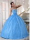 Exclusive Baby Blue Ball Gown Sweetheart With Taffeta and Organza Appliques For Sweet 16 Dresses