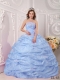 Exclusive Ball Gown Strapless 15th Birthday Dresses with Organza Appliques Lilac