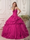 Exclusive Ball Gown Sweetheart With Beading Taffeta Hot Pink For Sweet 16 Dresses