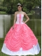 Exclusive Custom Made Sweet-heart Ball Gown Watermelon and Pick-ups Quinceanera Dress