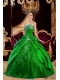 Fashionable Green Ball Gown Sweetheart With Taffeta and Tulle Appliques For Classical Quinceanera Dresses