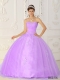Fashionable Purple Ball Gown Sweetheart With Taffeta and Organza Appliques For Sweet 16 Dresses