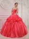 Fashionable Red Ball Gown Lace-up Strapless Floor-length 2014 Spring Quinceanera Dresses