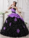 Fashionable Sweetheart Floor-length Purple and Black Sweetheart Floor-length Quinceanera Dress With Beading and Rolling