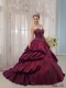 Fuchsia Ball Gown Sweetheart Court Train Taffeta Appliques Sweet 16 Dresses