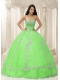 Green Sweetheart 15th Birthday Dresses with Appliques and Beaded Decorate For 2013