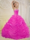 Hot Pink Ball Gown Sweetheart 15th Birthday Dresses Organza Beading