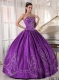 In fashion Strapless Floor-length Ball Gown Satin Embroidery Discount Quinceanera Dresses