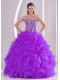 Latest Purple Sleeveless Beading Beautiful Quinceanera Dress Of Sweet-16