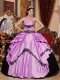 Lavender Ball Gown Strapless 15th Birthday Dresses Taffeta Appliques