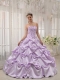 Lavender Ball Gown Strapless 15th Birthday Dresses Taffeta Appliques