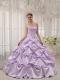 Lavender Ball Gown Strapless 15th Birthday Dresses Taffeta Appliques