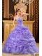 Lavender Ball Gown Sweetheart 15th Birthday Dresses with Organza Appliques